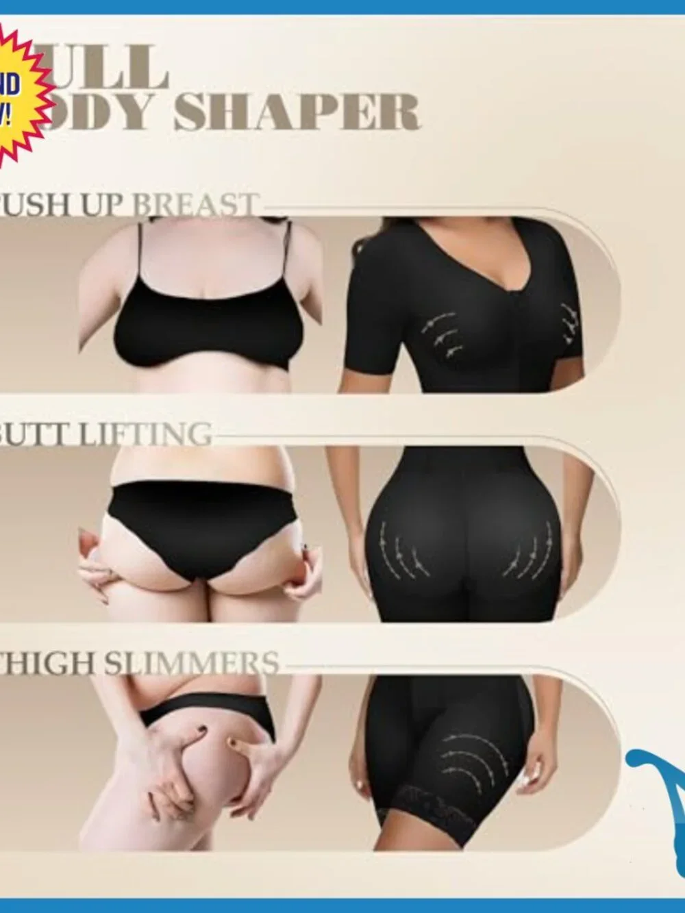 Compression Bodysuit Shapewear with Steel Bones Tummy Control Post Surgery